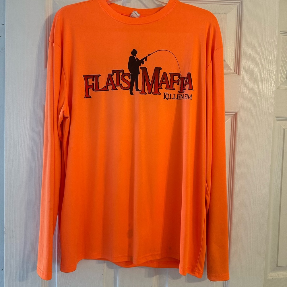 Men's Flats Mafia Fishing/Boat Orange Long Sleeve Shirt